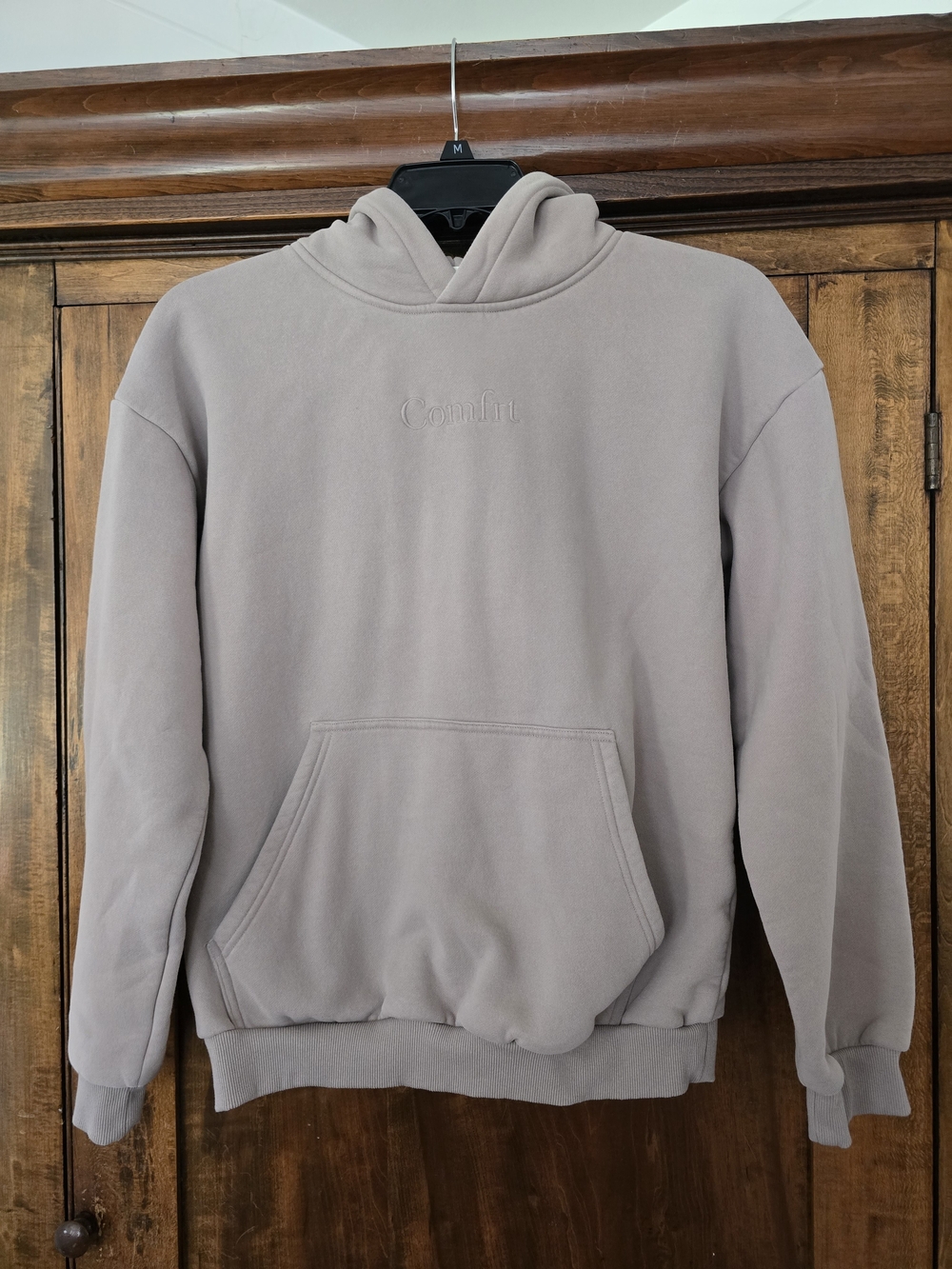 Embossed Pullover Hoodie - Light Mauve